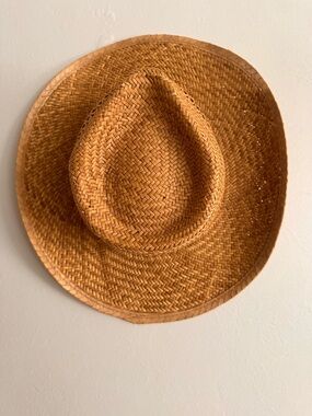 Straw Fedora Hat - Tan Wide Brim